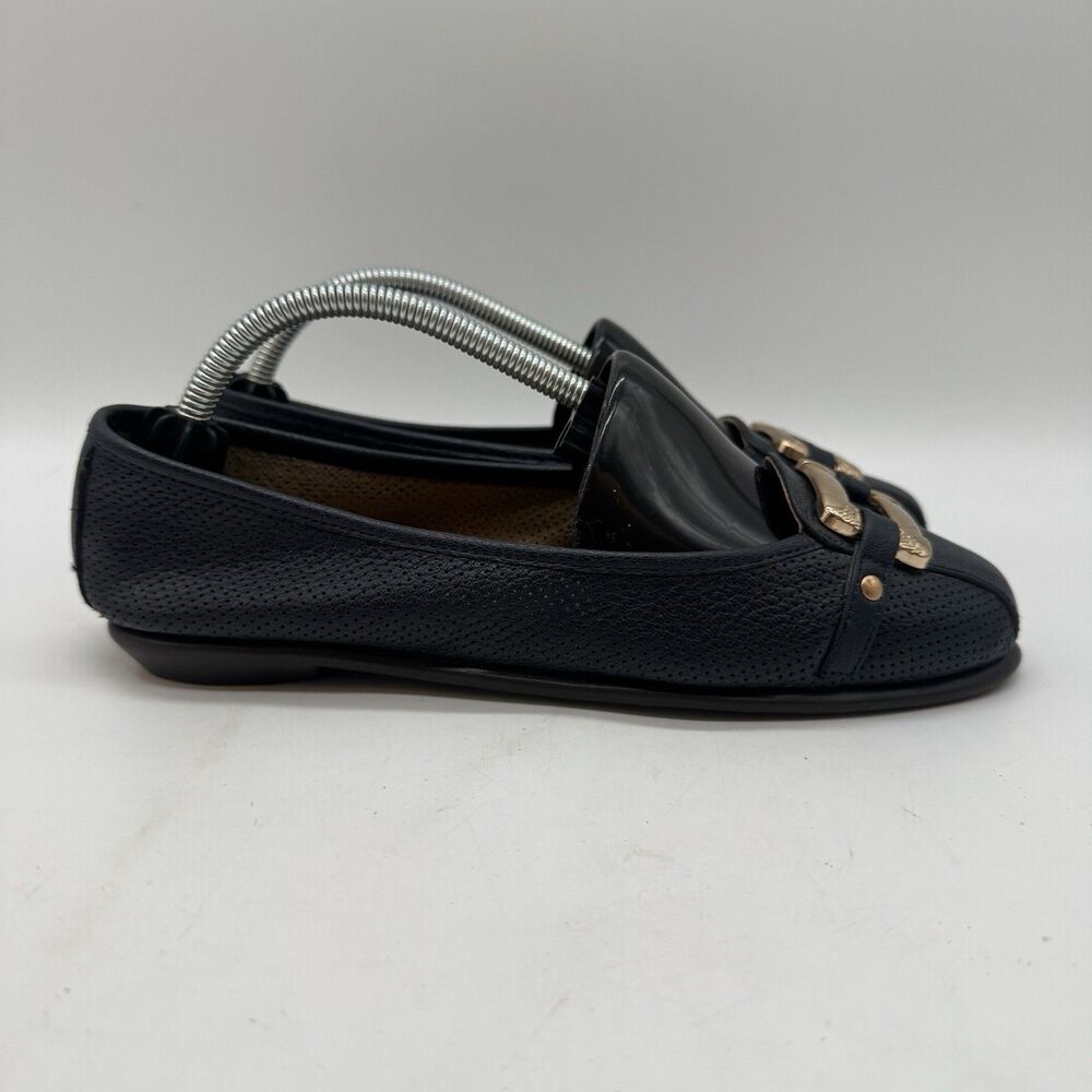 Aerosoles Sherbet 2 Ballet Flats Women's 6.5 Navy Blue Gold Buckle Comfort Shoes